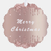 Roos Gold Blush Glitter Kerst Ornament Kaart (Achterkant)