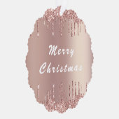 Roos Gold Blush Glitter Kerst Ornament Kaart (Rechts)