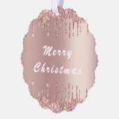 Roos Gold Blush Glitter Kerst Ornament Kaart (Links)