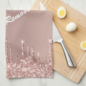 Roos Gold Blush Glitter Kitchen Towel Custom Text Theedoek (Quarter Fold)