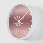 Roos Gold Blush Glitter Klok Aangepaste Naam Lette (Hoek)