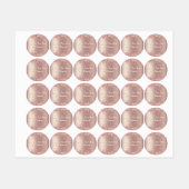 Roos Gold Blush Glitter Labels Aangepaste tekst -  (Vel)