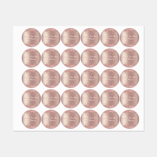 Roos Gold Blush Glitter Labels Aangepaste tekst - (Vel)