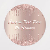 Roos Gold Blush Glitter Labels Aangepaste tekst -  (Design 1)