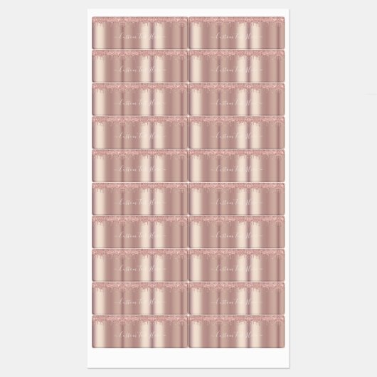 Roos Gold Blush Glitter Labels met aangepaste teks (Vel)