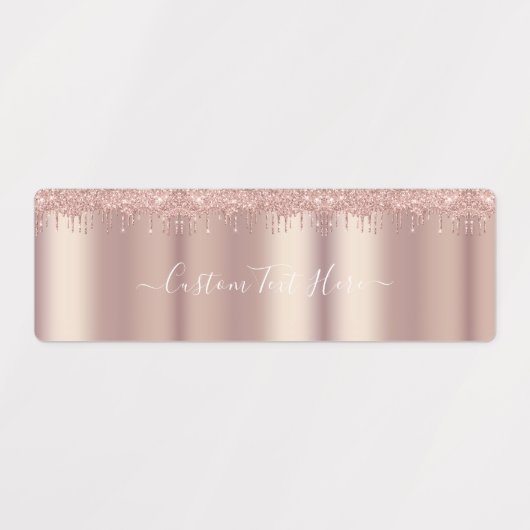 Roos Gold Blush Glitter Labels met aangepaste teks (Design 2)