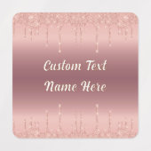 Roos Gold Blush Glitter Labels met aangepaste teks (Design 2)