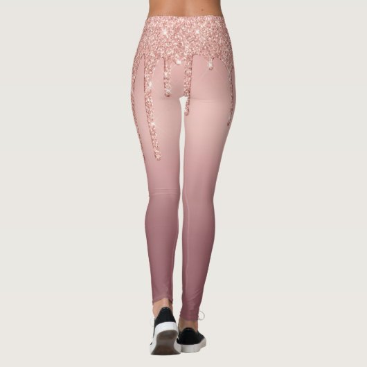 Roos Gold Blush Glitter Leggings met aangepaste te (Achterkant)