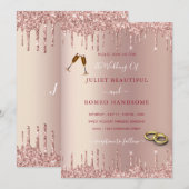 Roos Gold Blush Glitter Luxury Weddenschap Uitnodi Kaart (Voorkant / Achterkant)