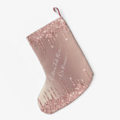 Roos Gold Blush Glitter Name kerststop Kleine Kerstsok (Achterkant (Hangend))