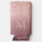 Roos Gold Blush Glitter Name Letter Koelbox Seltzer Blikjeskoeler (Achterkant)