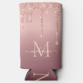 Roos Gold Blush Glitter Name Letter Koelbox Seltzer Blikjeskoeler (Voorkant)
