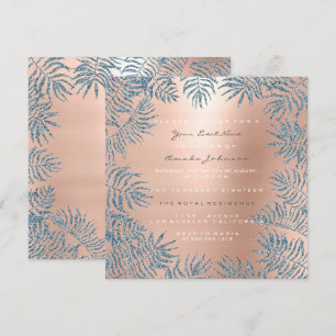 Roos Gold Blush Glitter Powder Floral Blue Pink Kaart