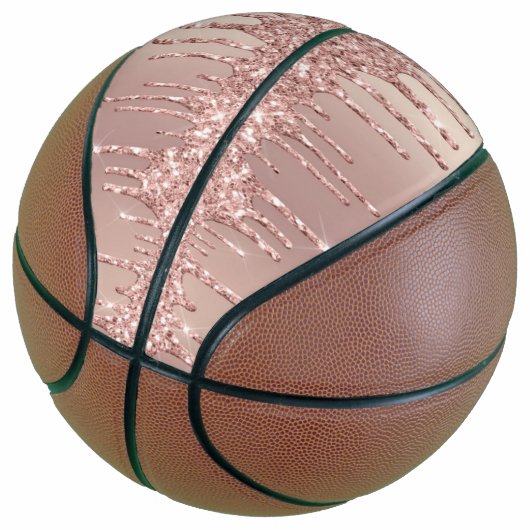 Roos Gold Blush Glitter Sparkle Basketball Gift Basketbal (Schuin)