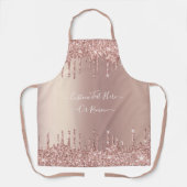 Roos Gold Blush Glitter Sparkle Custom Text Schort (Voorkant)