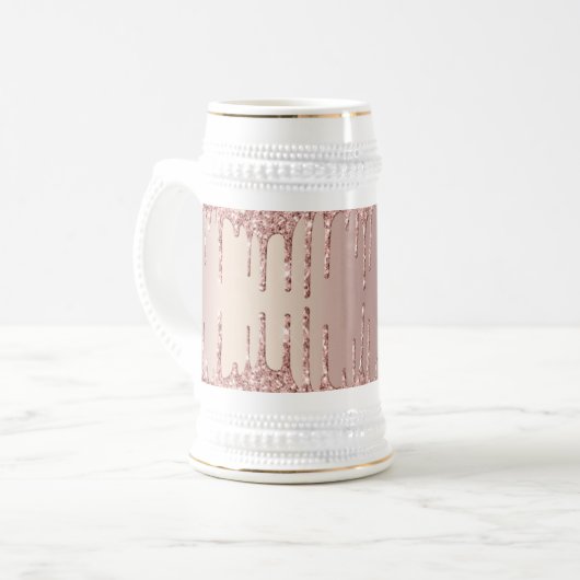 Roos Gold Blush Glitter Sparkle Drift Beer Stein Bierpul (Voorkant links)