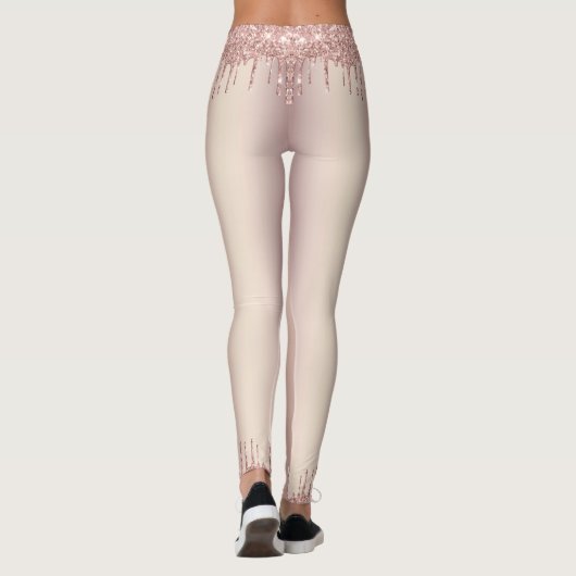 Roos Gold Blush Glitter Sparkle Drift Chic Dance Leggings (Achterkant)