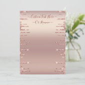 Roos Gold Blush Glitter Sparkle Drift Chic Modern Menu (Staand voorkant)