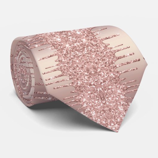 Roos Gold Blush Glitter Sparkle Drift Chic Modern Stropdas (Opgerold)