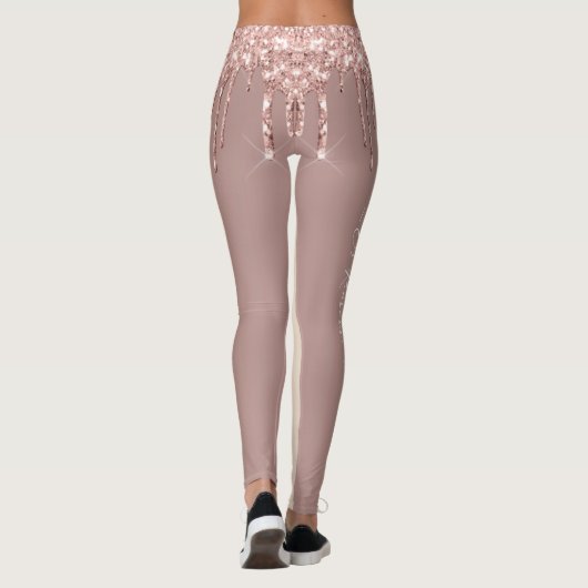 Roos Gold Blush Glitter Sparkle Drift Chic - Tekst Leggings (Achterkant)
