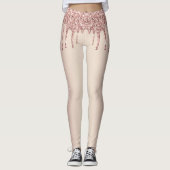 Roos Gold Blush Glitter Sparkle Drift Chic - Tekst Leggings (Voorkant)