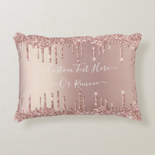 Roos Gold Blush glitter Sparkle Drift Custom Text Accent Kussen