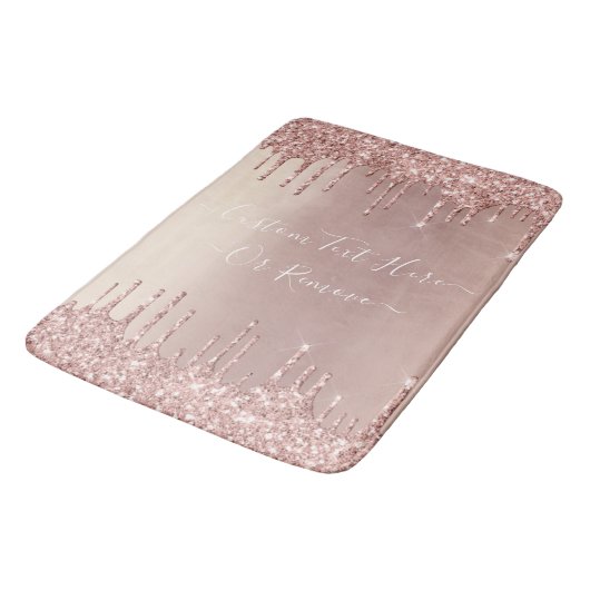Roos Gold Blush glitter Sparkle Drift Custom Text Badmat (Gekanteld)