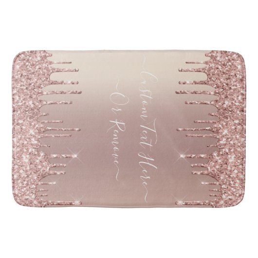 Roos Gold Blush glitter Sparkle Drift Custom Text Badmat (Voorkant)