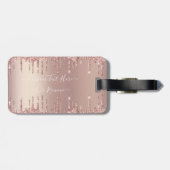 Roos Gold Blush glitter Sparkle Drift Custom Text Bagagelabel (Achterkant horizontaal)