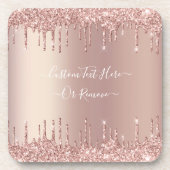 Roos Gold Blush glitter Sparkle Drift Custom Text Bier Onderzetter (Voorkant)