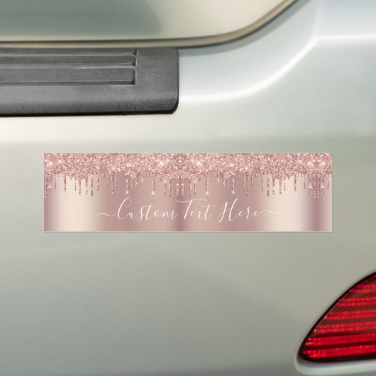 Roos Gold Blush glitter Sparkle Drift Custom Text Bumpersticker (Op auto)