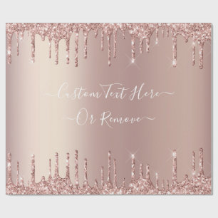 Roos Gold Blush glitter Sparkle Drift Custom Text Cadeaupapier