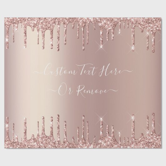 Roos Gold Blush glitter Sparkle Drift Custom Text Cadeaupapier (Vlak)