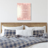 Roos Gold Blush glitter Sparkle Drift Custom Text Canvas Afdruk (Insitu (Slaapkamer))