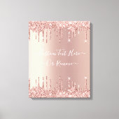 Roos Gold Blush glitter Sparkle Drift Custom Text Canvas Afdruk (Voorkant)