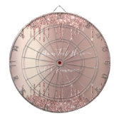 Roos Gold Blush glitter Sparkle Drift Custom Text  Dartbord (Voorkant)