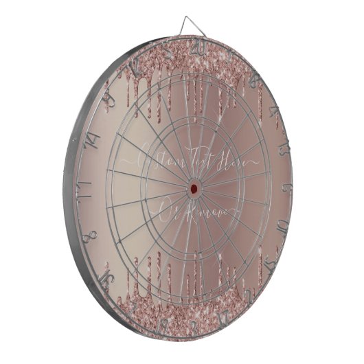 Roos Gold Blush glitter Sparkle Drift Custom Text  Dartbord (Voorkant Links)