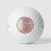 Roos Gold Blush glitter Sparkle Drift Custom Text Golfballen (Voorkant)