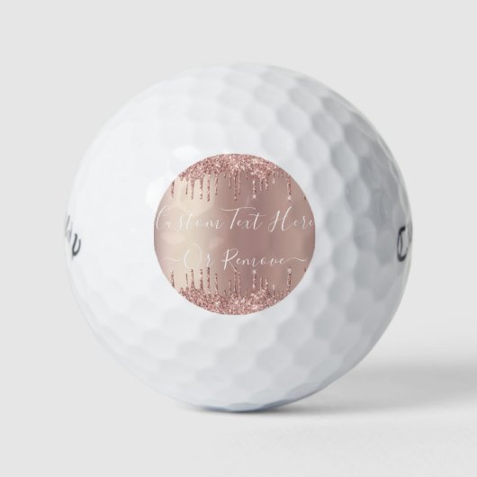 Roos Gold Blush glitter Sparkle Drift Custom Text Golfballen (Voorkant)