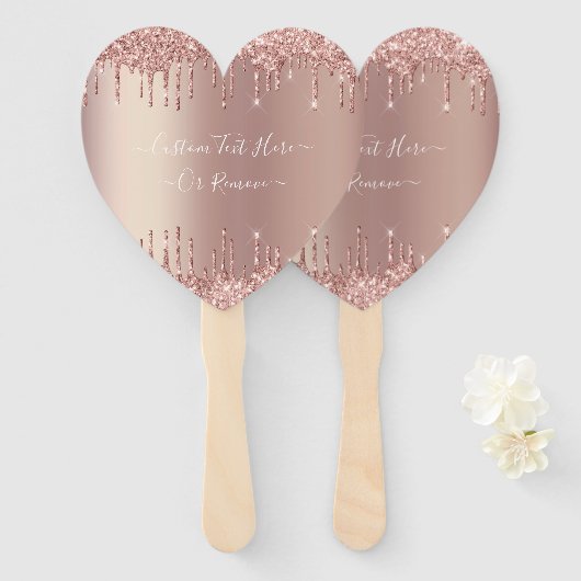 Roos Gold Blush glitter Sparkle Drift Custom Text Handwaaier (Voorkant en achterkant)