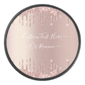 Roos Gold Blush glitter Sparkle Drift Custom Text Hockey Puck (Voorkant)