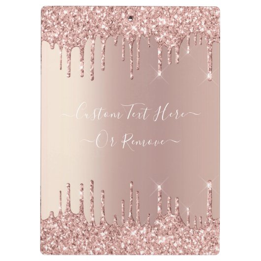 Roos Gold Blush glitter Sparkle Drift Custom Text Klembord (Achterkant)