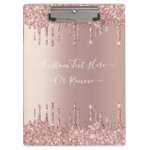 Roos Gold Blush glitter Sparkle Drift Custom Text Klembord (Voorkant)