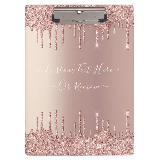 Roos Gold Blush glitter Sparkle Drift Custom Text Klembord (Voorkant)