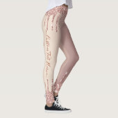 Roos Gold Blush glitter Sparkle Drift Custom Text Leggings (Rechts)