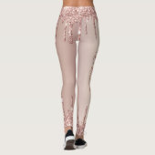 Roos Gold Blush glitter Sparkle Drift Custom Text Leggings (Achterkant)