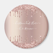 Roos Gold Blush glitter Sparkle Drift Custom Text Magneet (Voorkant)