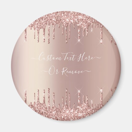 Roos Gold Blush glitter Sparkle Drift Custom Text Magneet (Voorkant)