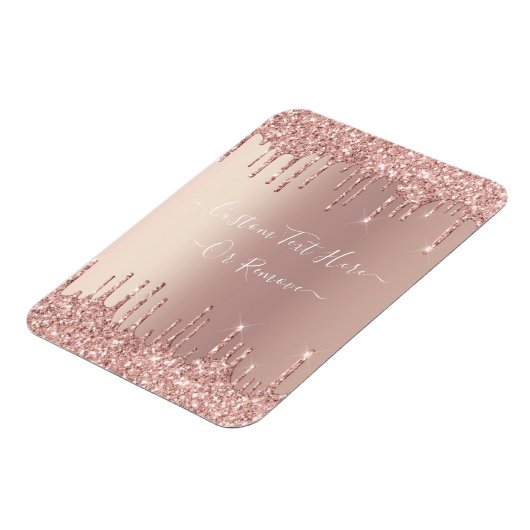 Roos Gold Blush glitter Sparkle Drift Custom Text Magneet (Linkerzijde)