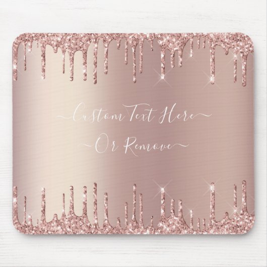 Roos Gold Blush glitter Sparkle Drift Custom Text Muismat (Voorkant)